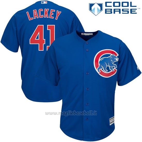Maglia Baseball Uomo Chicago Cubs 41 John Lackey Majestic Autentico Collezione Cool Base